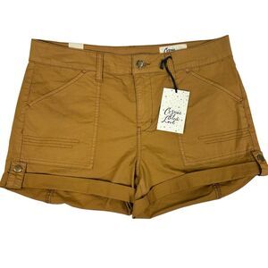 Cosmic Blue Love Womens  Sz 29 Mustard Roll-Up Cuffed Shorts Cotton NWT